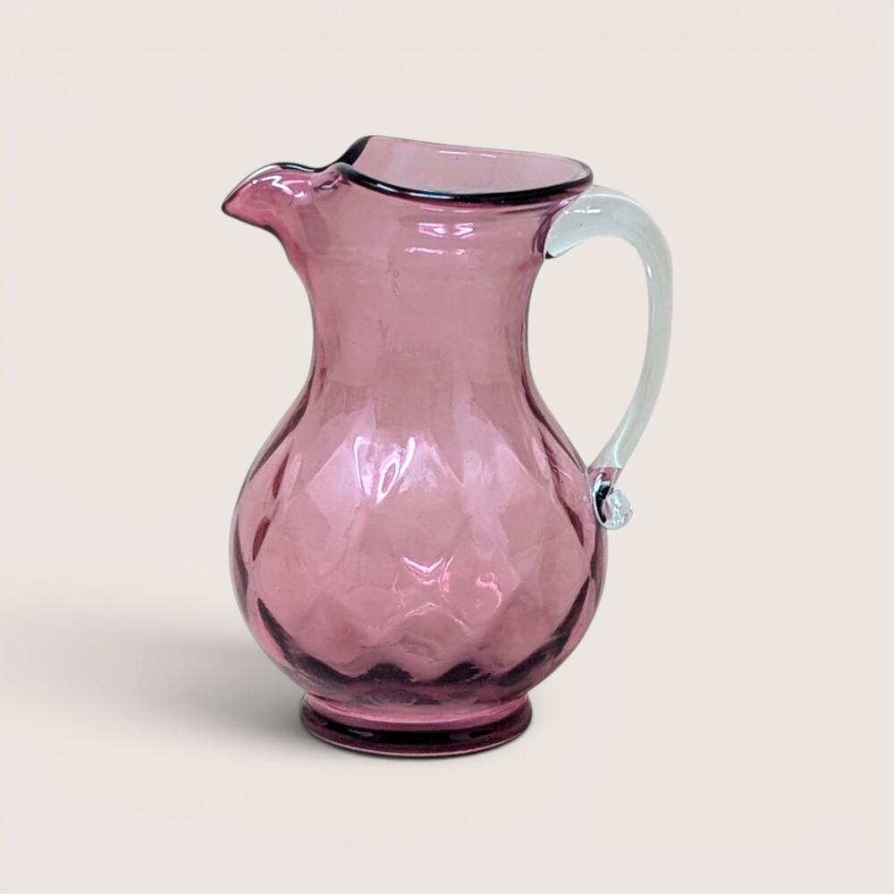 1940s Fenton Cranberry Art Glass Diamond Optic Pitcher
